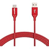 Amazon Basics - Verbindungskabel, USB Typ C auf USB Typ A, USB-2.0-Standard, doppelt geflochtenes Nylon, 3 m, Rot