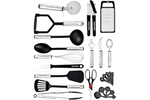 HOME HERO Kitchen Utensils Set - 25pieces Non-Stick Heat Resistant Cooking Utensils Set - Spoons Turners Spatula Ladle Set - Kitchen Tools Gadgets Accessories