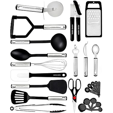 KRONENKRAFT® 26-delige keukenset van roestvrij staal, set keukenbenodigdheden, keukenaccessoires, kookset, set kookaccessoires