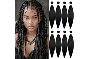 ACUTEBAO Pre-stretched Braiding Hair Professional Easy Crochet Braid Hair 26 Inch 8 Packs Hot Water Setting Soft Synthetic Braiding Hair Extension for Twist Senegalese Crochet Hair (26 inch, 1B)