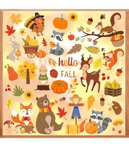 9 Autocollants Fenêtre Automne - Motifs Feuilles D'érable Aquarelle, PVC Résistant, 30x20 Cm - Déco Saisonnière Pour Vitres, Cartes, Enveloppes