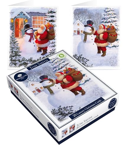 Tom Smith 10er Pack Weihnachtskarten – Briefkasten-Design Mit Rotkehlchen | Recycelbar, Plastikfrei, Made In UK