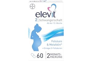 ‎ELEVIT Elevit 2 - Schwangerschaftsvitamine für Mutter und Kind - Vitamine, Mineralstoffe & Omega-3-Fettsäuren - ab der 13. Schwangerschaftswoche - 1x 60 Kapseln