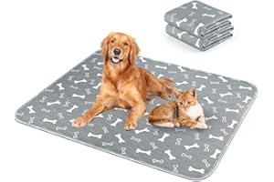 HMSENG Waschbar Haustier-Urinunterlage, Hygieneunterlagen für Haustier, 90 * 80cm Wasserdichter Haustier Matte Epoxy Rutschfester Trainingseinlagen für Welpen für Hunde, Katzen, Meerschweinchen - Grau 2pc