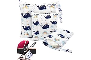 CIYIN Wetbag, 3 Pezzi Borsa Pannolini, Wet Bag Riutilizzabile, Wet Bag Porta Costume Bagnato, con Zip Impermeabile Riutilizzabile Organizzatore, per Viaggi Gym Vestiti (Balena - 3 pezzi)