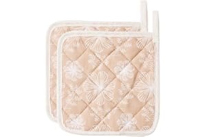 MILLSTORE Set 2 presine da cucina rosa salmone Posy Cosy in cotone 15x15 cm, Made in Italy, stampa digitale, tessuto morbidissimo 100% cotone, lavaggio max 30°C