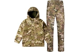 QIYUANT Enfant en Plein Air Vêtements Tactiques Ensembles Veste et Pantalon Doublé Polaire Airsoft Militaire Camouflage Hiver Combat Randonnée Chasse Camping pour Garçons Fille
