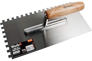 HOME>IT Home It® Work Spatule crantée 8 mm – 135×280 mm – Manche en bois ergonomique – Lame métallique robuste – Outil professionnel pour colle et mortier