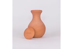 Alppos Oyas à enterrer 1 Litre en Terre Cuite avec Couvercle - ollas pour Plante intérieure et extérieure système d'irrigation par capilariter (1, Naturel)