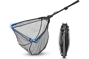 BNGXR Kescher Angeln, Angelkescher Teleskopierbar 95cm, Faltbares Gummiertes Angel Kescher Fischernetz, Unterfangkescher Watkescher Spinnfischen Einfach zu Fangen und Freizugeben