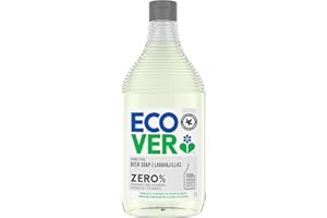 Ecover ZERO Lavavajillas - Lavavajillas a mano con ingredientes biodegradables a base de plantas, contiene 0% de fragancia y 0% de colorante, hipoalergénico y vegano - 450 ml