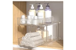 Fowooyeen Organizer Sottolavello Cucina, Organizer Cucina Salvaspazio, Scorrevole Organizzatore, Carrellino Sotto Lavello Cucina, Ripiano Casa Detersivi Lavanderia, per Dispensa & Bagno, Trasparente