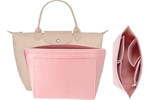 XSDSLS Organisateur de Sac en Feutre Organiseur de sac à main pour sac Le pliage Femme Organiseur de sac Rangement pour Sac Longchamp (Rose, L)
