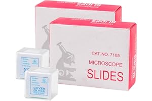 SGEHAI 100 Pcs Pre-Cleaned Microscope Slides,200 Pcs Pre Cleaned Microscope Cover Glasses,Microscope Slides and Cover Slips,used for laboratory biological science research