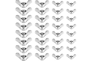 SUNYOK 60 pièces écrous à oreilles en acier inoxydable écrou papillon M4 M5 M6 M8 papillon boulons à ailettes Kit d'assortiment de filetage métrique pour accessoires outils de bricolage argent