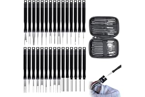 pcsfoe 30 Stück Terminal Entfernung Auspinwerkzeug,KFZ Entriegelungswerkzeug Werkzeugsatz, Auspinnwerkzeug Kfz Set,KFZ Kabel Stecker Ausbau Werkzeug für Meisten Anschlussklemmen, mit Aufbewahrungsbox