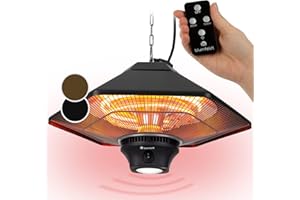 blumfeldt Heat Hexa - Lampe chauffante extérieur, Chauffage radiant infrarouge, Puissance: 800/1200/2000 W, IR ComfortHeat, Eléments chauffants halogènes, LED, Ecran tactile - Noir