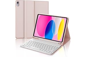 JADEMALL Funda con Teclado para iPad A16 11ª Generación 2025/10ª Generación 2022, Teclado Bluetooth Inalámbrico, Funda Delgada con Ranura para Bolígrafo para iPad 11ª/10ª Generación 10.9/11 Pulgadas, Rosa