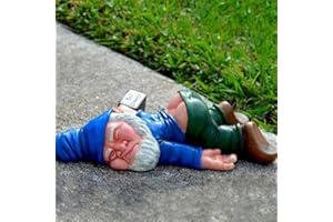 AMOYERIC Funny Drunk Dwarf Statue Resin Garden Gnome Decoration for Outdoor Patio Yard Lawn Park Miniature Creative Ornament Elf Crafts Naughty Figurine Collection Farmhouse Decor Gift (Blue)