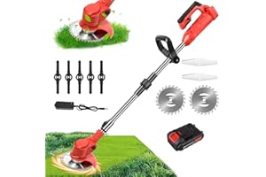 QAWNER Debroussailleuse Electrique sans Fil, Coupe Bordure sans Fil avec Batterie, avec 3 Types De Lames, 21V Coupe-Herbe sans Fil, Rétractable Léger pour la Coupe de Jardin Pelouses Terres (1 Batterie)