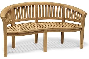 Jati Wimbledon Teak Garden Banana Bench - 3-Seater, Delivered Ready Assembled