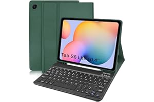 COEZFE Funda Teclado para Samsung Galaxy Tab S6 Lite 10.4”, Español Ñ Teclado para Samsung Tab S6 Lite 2020/2022, Funda con Teclado para Samsung Galaxy Tab S6 Lite (SM-P610/P615/P613/P619), Verde Oscuro