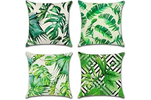 Artscope wasserdichte Kissenbezugen, 4 Stück Tropische Pflanzen Kissenhülle Atmungsaktiv Kissen Fall für Outdoor Balkon Terrasse Patio Garten Bauernhaus Dekor 40 x 40cm -3