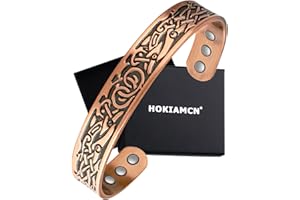 HOKIAMCN Magnetic Bracelet for Men 99.9% Solid Pure Copper Magnetic Bracelet with 6 pcs Powerful Magnets Adjustable with Gift Box for Father Husband Boyfriend Birthday Father's Day Thanksgiving Gift