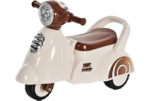 HOMCOM Porteur Enfants Moto 12-36 Mois dim. 66L x 33I x 47,7H cm Effets Lumineux et sonores Coffre Blanc Marron