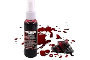 SEUNKIEER Halloween Kunstblut 2er Set: 1 Kunstblut Spray 60 ml+1 Schwamm, Halloween Schminke Fake Blood Spray, Fake Blut Spray Realistisch, Abwaschbar und Sicher für SFX Make up, Theaterschminke, Zombies