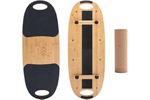 W WITHLENT Bamboo Balance Board Adult - Adjustable Stoppers 3 Different Distance Options | Balance Board for Surfing, Snowboarding, Skiing, Skateboarding Training