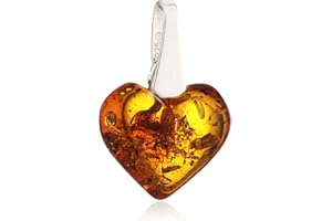 InCollections Damen-Anhänger 925/000 Sterlingsilber mit Bernstein, Herz