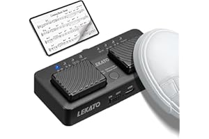 LEKATO Bezprzewodowy przewracania stron, Bluetooth, z kompaktową konstrukcją, cichy nuty do obracania stron, ładowany kontroler do czytania nut do iPada, tabletu, smartfona