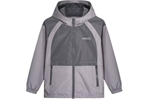 BUYIREN Boys Girls Waterproof Jacket Rain Jackets Hooded Raincoat Lightweight Mesh Lined Rain Coats for Kids, 5-16 Years