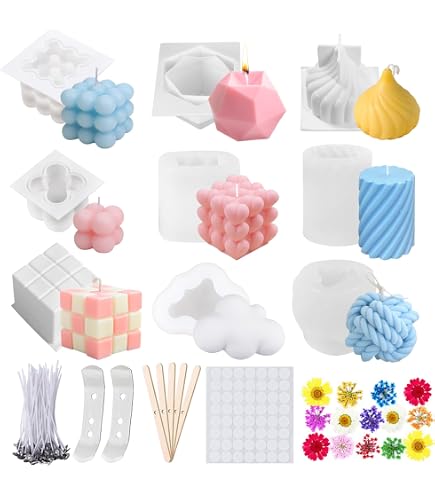 Moule Bougie Silicone Lot De 6 Moules à Bougies à Bulles En Silicone 3D DIY - Moules Et Mèches De Moule A Bougie Silicone
