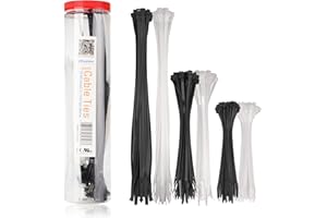 Cable Matters Combo Pack Assorted 200 Self-Locking 15+20+30cm Nylon Cable Ties (Tie Wraps, Zip Ties) in Black and White