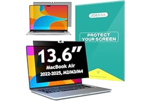 ZOEGAA Macbook Air 13.6 inch Privacy Screen(2022-2025,M4/M3/M2), Magnetic Removable & Anti Blue Light Macbook Air M2 Privacy Screen With Webcam Cover