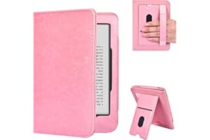 E NET-CASE Custodia per Kobo Clara BW (2024) / Kobo Clara Colour (2024) / Kobo Clara 2E (2022) eReader – Custodia in pelle PU di alta qualità per auto Sleep/Wake con fessura per carte e cinturino da