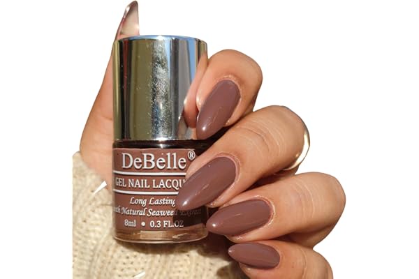 DeBelle Gel Glossy Finish Nail Lacquer Woody Chocolate (Light Chocolate Brown) 8Ml - Enriched With Natural Seaweed Extract, Cruelty Free, Toxic Free