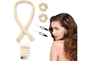 XOPOZON Lockenwickler Locken Ohne Hitze, Rutschfester Hitzefreier Heatless Curls Band mit Haarnadel, New Seidenhaar Lockenwickler, Wellenförmiges Hitzefreies Lockenband das Lhr Haar Nicht Verletzt (Beige)