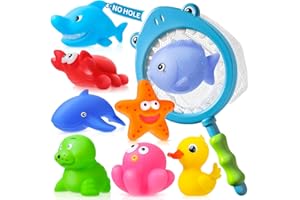 TINTINLODY No Hole No Mould Baby Bath Toys - 9PCS Mould Free Bath Toys for 1 2 3 4 Year Olds Toddler Kids Sea Animals Rubber Duck without Holes Swimming Pool Toys Water Play Toys for Boys Girls Childrens