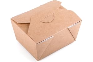 DIFORMA 50 Stück Kraftpapier Lebensmittelbehälter Box Takeaway Fast Food auslaufsichere Einwegboxen (50, 600 ml)