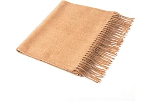 Villand Écharpe en pur cachemire à 100% avec des bordures à franges, Châle en cachemire extra doux et large pour femmes et hommes.