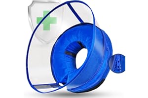Aschpas® Inflatable Dog Collar with Hard Protective Cover, For Medium and Large Dogs, Removable Protective Cover for Easy Eating and Drinking, Soft Dog Cone Collar, Dog Donut Collar (Blue, S)
