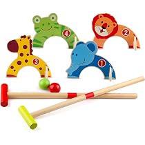1050 Set di croquet set in legno small foot, giocattolo da esterno incl