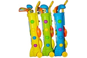 Unibos | Kids Golf Caddy Set | Balls & Clubs Included | Multicolour | Garden Kids Outdoor Toy Game | Junior Golf Caddy Set | Plastic Toy Cart Caddy | Family Beach Game