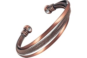 EnerMagiX Copper Magnetic Bracelets for Men Women, 99.9% Solid Copper Magnetic Cuff Bangle with Powerful Magnets (2023)