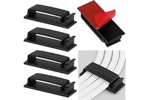ZTVOWTO Clips de cable Autoadhesivo 50 piezas Clips de gestión de cables de escritorio Clips de cable adhesivos para luces y decoración Taller de pared Oficina en casa al aire libre (45mm*19mm,Negro)