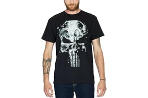 Elbenwald, t-shirt di Punisher, con teschio, in cotone nero