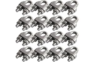 Cozihom 1/4 Inch M6 Wire Rope Cable Clip Clamp, 304 Stainless Steel, U Bolt Saddle Fastener, 16 Packs